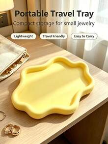 1PC Jewelry Tray Storage Rack - 3D Printed Elegant Cloud-Like Texture, Spacious Tray, Can Store Necklaces, Earrings, Rings, Watches - Durable Plastic Material - Suitable For Vanity, Bathroom, Bedroom - Ideal Gift For Men And Women, Jewelry Storage And Organization, Vanity Accessories, Modern Aesthetics, Smooth Surface, Ring Holder, Fashion Storage, Lightweight And Portable, Earring Rack, Home Decor, Jewelry Tray - White - View 4