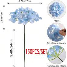 5/12/150pcs Artificial Hydrangea Flowers, Faux Hydrangea With Stems And Artificial Flower Heads, Suitable For Home Wedding Party, Wreath, Bridal Bouquet Decoration, Kitchen Accessories, Bathroom Accessories, Home Decor - Blue - View 9