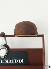 1pc Letter Embroidered Soft-Brim Baseball Cap Unisex Fall Winter Wool-Blend Spliced Peaked Hat Casual Street Baseball Cap - Wool Plaid Short Flat Brim - View 13