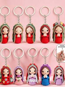 10pcs 2D Acrylic Virgin Mary Keychain Set, Unisex Backpack Pendant & Car Keychain, Couple Commemorative Charm, Blessing & Grace Believer Gift, Suitable For Daily Use, Holidays, Religious Commemoration, Ramadan, Party, Baptism, Wedding And Church Events - Multicolor - View 1