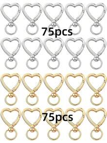 10/30/60/100pcs Heart-Shaped Keychain Swivel Hooks, Key Ring Making Accessories Pendant Carabiner Clips DIY Handmade Cute Spring Buckle Key Rings, Handbags - Color Mixing - View 25