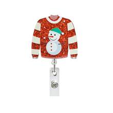 1pc Christmas Sweater Acrylic Retractable Badge Reel ID Holder For Nurses Students Teachers Holiday Gift - A - View 4