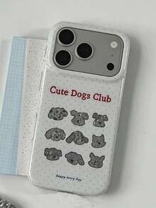 1pc Niche Retro Puppy Club Illustration Phone Case, Bumper Anti‑Fall Protective Shell, Fit For Daily Social & Relax Time, Thoughtful Holiday Gift For Men And Women, Compatible With IPhone11 12 13 14 15 16 17 18 Pro Max - Multicolor - View 3