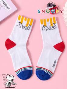 1/3 Pairs Snoopy Socks American Vintage Cartoon Men's Mid-Calf Socks Christmas Puppy Pattern Autumn/Winter Christmas Gift Socks - Multicolor - View 8