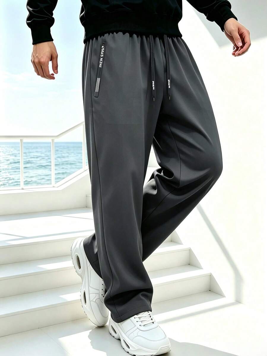 Men's Outdoor Sports Pants With Drawstring Adjustable Waist, Suitable For Outdoor Sports, Street Activities And Daily Commute - Grey - View 1