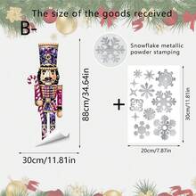 1/3pcs Glitter Nutcracker Window Cling, Static Cling, Reusable, For Home Winter Bedroom Window, Nutcracker Soldier Snowflake Print, Holiday Window Decor - Multicolor - View 11