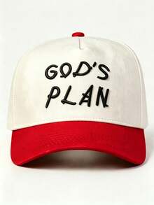 1pc Men Hats Two-Tone 'GOD'S PLAN' Embroidered Hats For Men, Adjustable Design, Perfect For Parties, Travel, Outdoor Activities, And Sun Protection - Multicolor - View 6