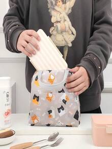 Cute Animal Pattern Insulated Waterproof Dust-Proof Leak-Proof Stain-Resistant Easy-To-Clean Portable Large Capacity Fresh-Keeping Lightweight Handheld Foldable Picnic Hiking Work School Daily Gift Lunch Bag - Multicolor - View 6