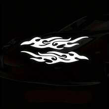 2pcs Reflective Flame Stickers, Bright And Colorful, Suitable For Motorcycles And Cars, PVC Reflective Decals, Self-Adhesive, Asymmetrical Shape, High Visibility Decoration, Motorcycle Stickers, Strong Design, Durable Adhesive - A - View 16