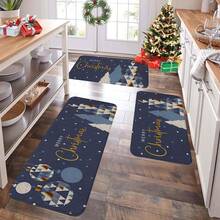 1/2/3pcs Christmas Theme Kitchen Rug, Flannel Kitchen Rug, Comfortable Soft Absorbent Non-Slip Machine Washable With Anti-Slip Backing, Multi-Functional Home Floor Mat Suitable For Doorway, Living Room, Bedroom, Kitchen, Dining Room, Bathroom, Laundry Room, Patio, Entryway, Christmas Holiday Decoration Mat - Multicolor - View 4