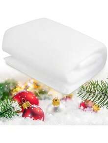 1pc White Christmas Snow Blanket 31.5*47.2 Inches, Artificial Snow Blanket, White Soft Fluffy Faux Snow Cover Cloth For Christmas Decoration, Cuttable And Patchable, Suitable For Creating Winter Wonderland Village Craft Background - White - View 12