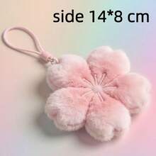 1 Pc Healing Sakura Plush Ornament Pendant, Keychain Backpack Accessory Gift, Pink Plush Sakura Bag Charm, Suitable For Girls Gift Backpack Pendant, Best Friend Gift, Halloween, Thanksgiving, Christmas, Birthday Gift - Pink - View 6