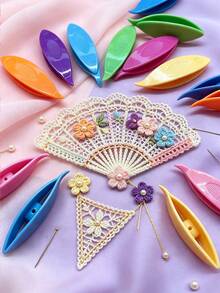9pcs Bright Color Shuttle Bobbin Set, Portable Lightweight Lace Making Tool, Practical Handmade Accessory For Lace Creators, Suitable For Making Bracelets, Pendants, Lace Trim And Fiber Art DIY Crafts - Small Phoenix Eye Shuttle - View 2