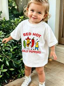 Toddler Girls Cute Cartoon Vegetable Print Short Sleeve T-Shirt Casual Daily Wear - White - View 1
