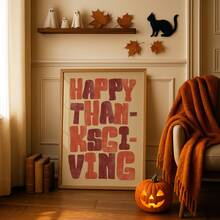1pc Frameless Thanksgiving Fall Kitchen Wall Art Canvas Vintage Typography Rustic Poster For Living Room Bedroom Dorm Gift - Multi-color - View 2