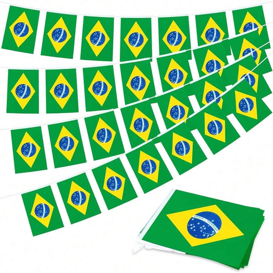 Brazil Flag Brazil Mini Chain Flag World Mini Flag Suitable For Party Events Classroom Conference Room Sports Events Garden Festival Grand Opening Bar Sports Club Celebration - Multicolor - View 1