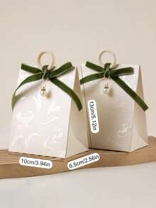 20pcs/40pcs Wedding Forest Style Velvet Ribbon Small Gift Boxes, Holiday Party Birthday Floral Handheld Boxes + Small Pearl Pendant - A - View 7