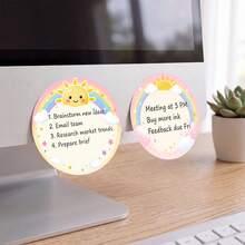 2pcs Round Sticky Notes, Rainbow Sun Cloud Pattern, 50 Sheets Per Book ...