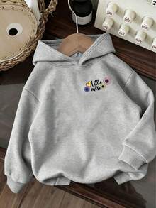 Design-Forward Letter Print Grey Pullover Sweatshirt With Ribbed Cuffs And Round Neck, Perfect For Girls And Teens. Its Minimalist Fashion Style Perfectly Complements Casual Daily Wear, Making It An Ideal Choice For Autumn And Winter - Grey - View 3