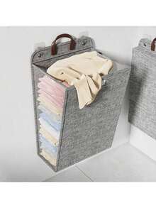 1pc Foldable Laundry Basket, Wall-Mounted Storage Organizer For Home, Bedroom, Dorm - View 1