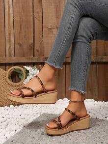 Spring/Summer New Vintage Classic Wedge Platform Sandals For Women, Casual Comfortable Open Toe Sandals For Outdoor Wear - Multicolor - View 3