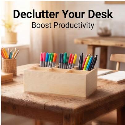 CBCL 6-Slot Marker Storage Box, Universal Desktop Art Pen And Pencil Organizer, Compartmentalized Stationery Storage Box, 1 Pack