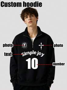 Personalized Custom Fall And Winter Sweatshirts, Customize With Your Photo/Group Photo/Family/Friends/Scenery Photos, And Enter Your Text/Number/Name - Black - View 1