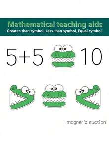 1set/40pcs Magnetic Math Teaching Stickers, Greater Than Less Than Equal To Signs Magnets, Elementary Arithmetic Interactive Classroom Game Educational Tools, Children Early Education Cognitive Wall Stickers, Back To School - Multiple Styles - View 8