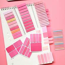 8 Styles Combination 1 Set Multi-Shape Index Labels PET Semi-Transparent Pink Series Sticky Notes Marker Tabs Student Textbook Record Tabs Reading Book Memo Stickers School Supplies Back To School Ultra-Thin Index Tabs - one-size - View 1