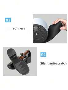 1 Roll Durable Shoe Repair Insole Self-Adhesive Anti-Slip Sole Protector For High Heels Sneakers Sandals - Rubber Shoe Sole Repair Solution, Heel Rescue, Noise Reduction Pads, Textured Non-Slip Shoe Bottom Grips, DIY Cut To Fit, Brown Look - Black - View 9