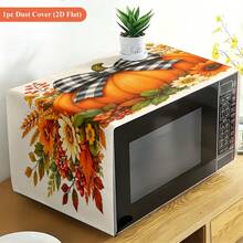 2D Flat 1pc Dust Cover, Pumpkin Wreath Autumn Decoration, Modern Fashion Style Pattern Microwave Cover, Single-Sided Printed Floral Pattern Oven Cover Cloth, Thanksgiving Christmas Halloween Kitchen Decoration, Autumn Decor - Multicolor - View 3