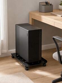 1pc Movable Computer Host Stand, Minimalist Office Style Storage Rack, Desktop Host Tray. Suitable For Gaming Room, Office, Study And Studio. Ideal For Gamers, Office Workers And DIY Installation Enthusiasts. - Black - View 4