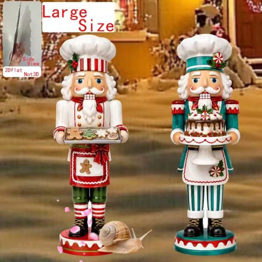 2pcs Christmas Nutcracker Figurine Set, Christmas Theme Photo Props And Scene Decor Figurines, Christmas Party Scene Decor Props, Suitable For Room Decor Or Party Home Decor, Home Christmas Decor, Christmas Symbol - 2pcs - View 1
