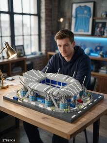 2768 Piece Miniature Building Blocks Set Of Football Field, Football Field Mini Brick Model, Adult Stress-Reducing Building Set, Sports Fan Collection And Display Model, Desktop Home Decoration Item, Architectural Simulation Landmark Model - Boxed - View 6