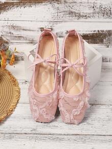 2026 Spring/Summer New Women's Mesh Lace Hollow Out Flat Shoes Comfortable Beach - Pink - View 7