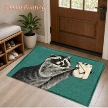 1pc Funny Raccoon Toilet Paper Pattern Printed Faux Cashmere Kitchen Mat, Absorbent Kitchen Floor Mat, Kitchen Rug, Long Runner Mat, Sink Front Mat, Suitable For Kitchen, Bathroom, Entryway, Hallway, Laundry Room And Home Decor - Multicolor - View 6