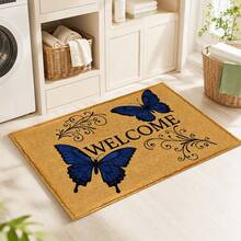1pc Butterfly Print Faux Cashmere Kitchen Mat, Absorbent Kitchen Floor Mat, Kitchen Rug, Long Runner Mat, Sink Front Mat, Suitable For Kitchen, Bathroom, Entryway, Hallway, Laundry Room And Home Decor - Multicolor - View 8