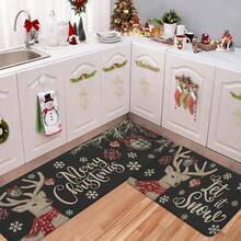 1/2/3pcs Christmas Theme Kitchen Rug, Flannel Kitchen Mat, Soft Comfortable Absorbent Non-Slip Machine Washable With Non-Slip Backing, Suitable For Multiple Scenes: Entryway, Living Room, Bedroom, Kitchen, Dining Room, Bathroom, Laundry Room, Hallway, Christmas Holiday Home Decor - Multicolor - View 7