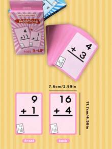 1/4 Set Math Flashcards, 36 Cards/Set, Includes Addition, Subtraction, Multiplication, Division, Rounded Corners, Reusable Learning Cards, Erasable, Multicolor, Portable, Suitable For Addition, Subtraction, Multiplication, Division Practice, Math Games, Teaching Aid, Back To School Stationery, Teacher Gift - Multi-color - View 4