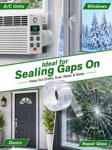 1 Roll Transparent Sealing Tape, Crystal Clear Minimalist Design, Transparent Adhesive Tape, Suitable For Windows, Door Frames, Bathroom, Kitchen, Garage, Patio, Indoor And Outdoor Home Use, Suitable For Homeowners, Tenants, Adults, Winter Home Improvement Cold Protection Essential - Multicolor - View 5