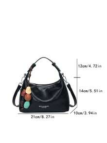 Retro Hand-Held Small Square Bag, Simple Texture Commuting Underarm Bag, Can Be Cross-Body, Versatile Daily Casual Women's Bag With Hanger - Black - View 9