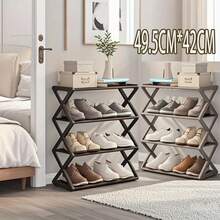 1pc 4-Tier X-Shaped Dust-Proof Shoe Rack - Foldable Space-Saving Shoe Cabinet, Steel Tube Shoe Rack, Easy To Assemble, Tool-Free Assembly, Suitable For Home, Dorm, Porch, Office, Dust-Proof Design, Suitable For Entrance, Hallway - Multicolor - View 5
