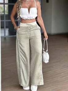 Women Two-Piece Outfits - Khaki - View 3