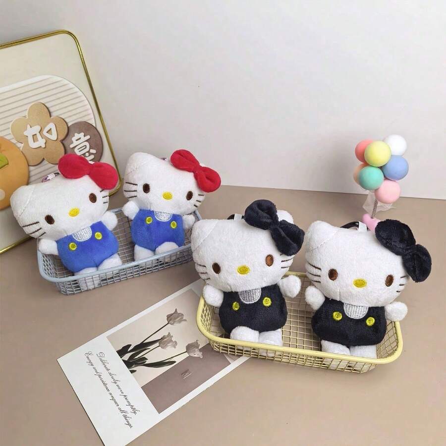 SANRIO 1Pc Cute Hello Kitty Plush Bag Charm Keychain, Classic Cartoon Doll Pendant, Soft Stuffed Ornament For Backpack Bag Decor, Gift Option - Multicolor - View 1