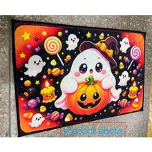 1 Halloween Pumpkin Cute Ghost Art Rug, Decorative Carpet, Floor Mat, Home Decor, Area Rug, Casual Blanket, Asymmetrical Shaped Rug, Large Living Room Carpet, Washable Rug - Multicolor - View 5