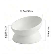 1pc Elevated Tilted Ceramic Cat Bowl With Non-Slip Base, Neck Protection Anti-Tip Pet Food And Water Bowl, Suitable For Cats And Small Dogs, Improves Digestion Indoor Pet Feeding Bowl - 500ml - View 3