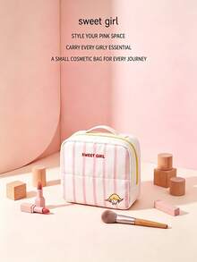 New Vertical Makeup Bag, Toiletry Storage Organizer, Large-Capacity Multi-Functional Cosmetic Storage Case Portable With Partitioned Sections LAZY TRAVELUPRIGHT COSMETIC BAG COMPACT SIZE LARGE CAPACITYMEETS DAILY NEEDS - View 7