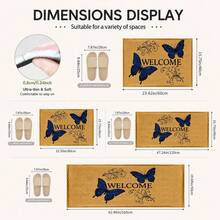 1pc Butterfly Print Faux Cashmere Kitchen Mat, Absorbent Kitchen Floor Mat, Kitchen Rug, Long Runner Mat, Sink Front Mat, Suitable For Kitchen, Bathroom, Entryway, Hallway, Laundry Room And Home Decor - Multicolor - View 3