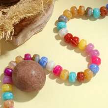 Colorful Chunky Bead Necklace, Acrylic Colorful Beaded Personalized Necklace, Adjustable Summer Beach Jewelry Gift, For Women. - Color - View 4