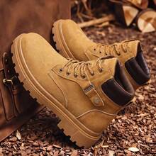 Vintage Distressed Suede Men's High-Top Ankle Boots Thick Sole Durable Lace-Up Street Style Versatile Men's Boots - Khaki - View 5